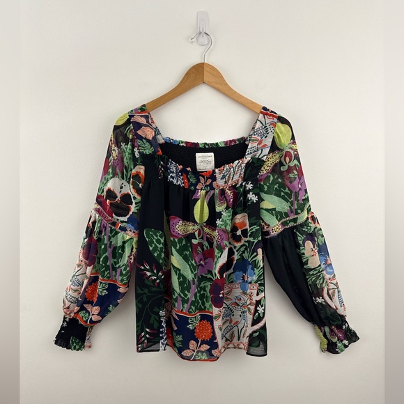 ANTHROPOLOGIE LIL SIRE Puff Sleeve Blouse Multicolor Floral size M - Picture 6 of 9